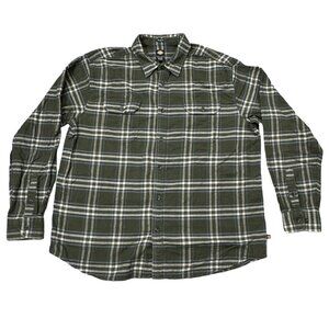 Dickies Mens Size XL Green Plaid Flannel Button Up Shirt Relaxed Fit Long Sleeve